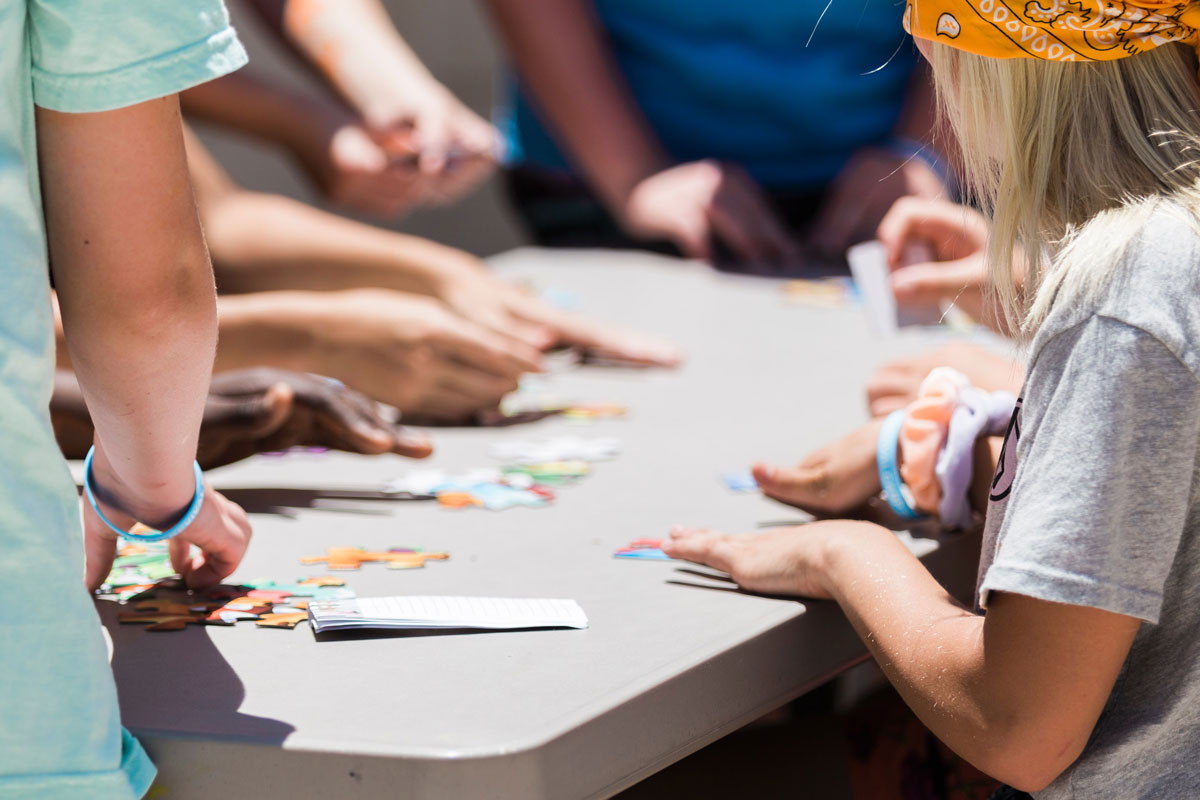 Youth working on a puzzle